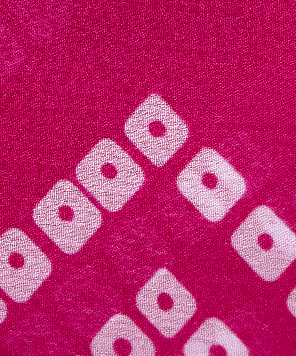 Light Fuchsia Colour Digital Bandhani Print Viscose Chinon Silk Fabric