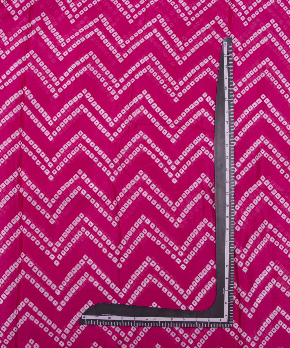 Light Fuchsia Colour Digital Bandhani Print Viscose Chinon Silk Fabric