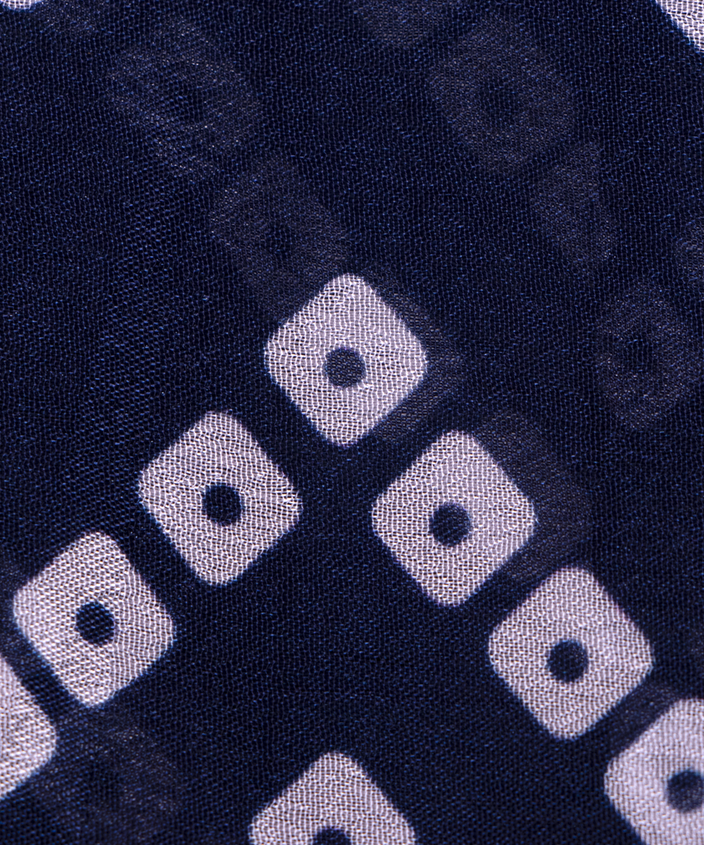 Navy Blue Colour Digital Bandhani Print Viscose Chinon Silk Fabric