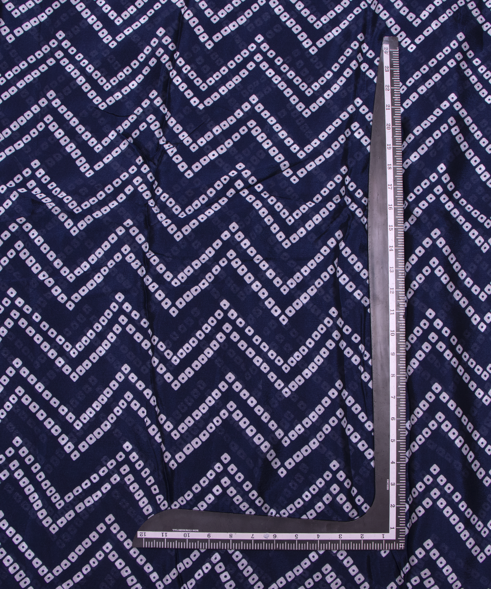 Navy Blue Colour Digital Bandhani Print Viscose Chinon Silk Fabric