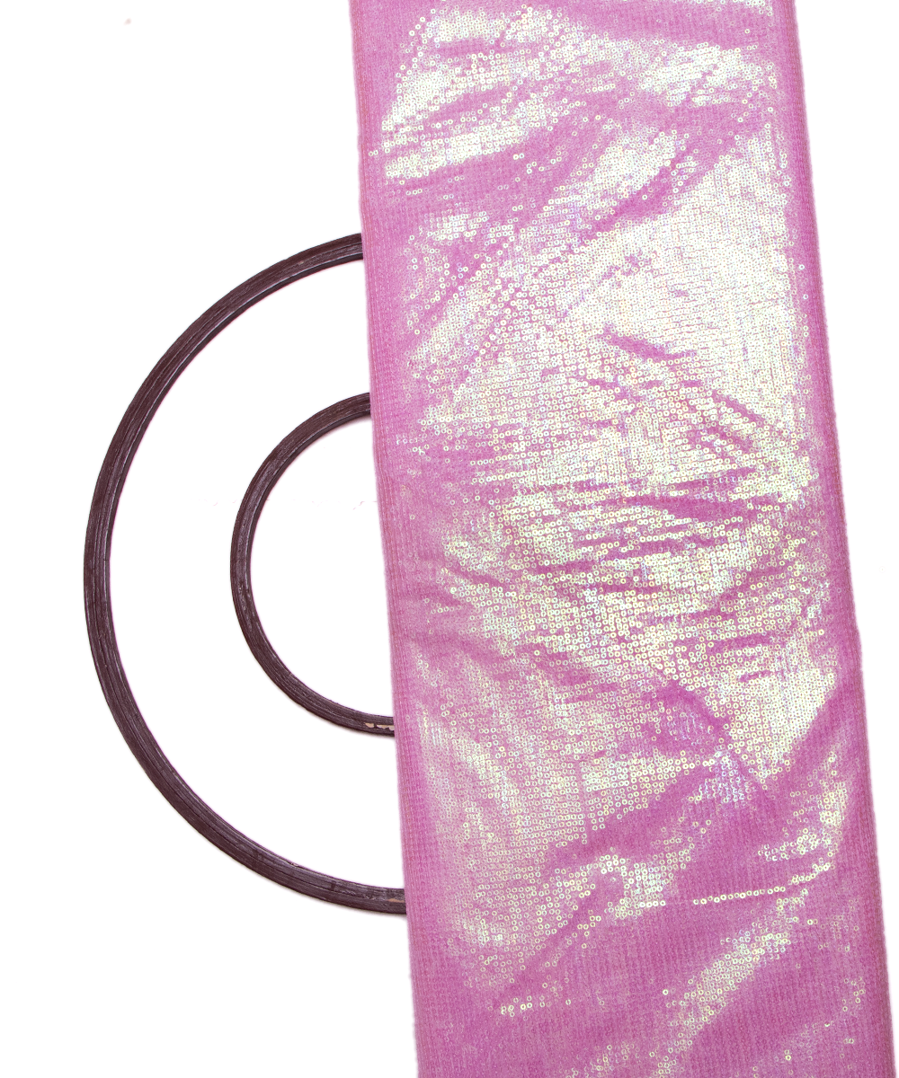 Pink Colour Small Heavy Sequin Net Fabric