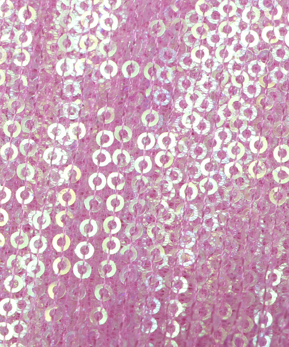 Pink Colour Small Heavy Sequin Net Fabric