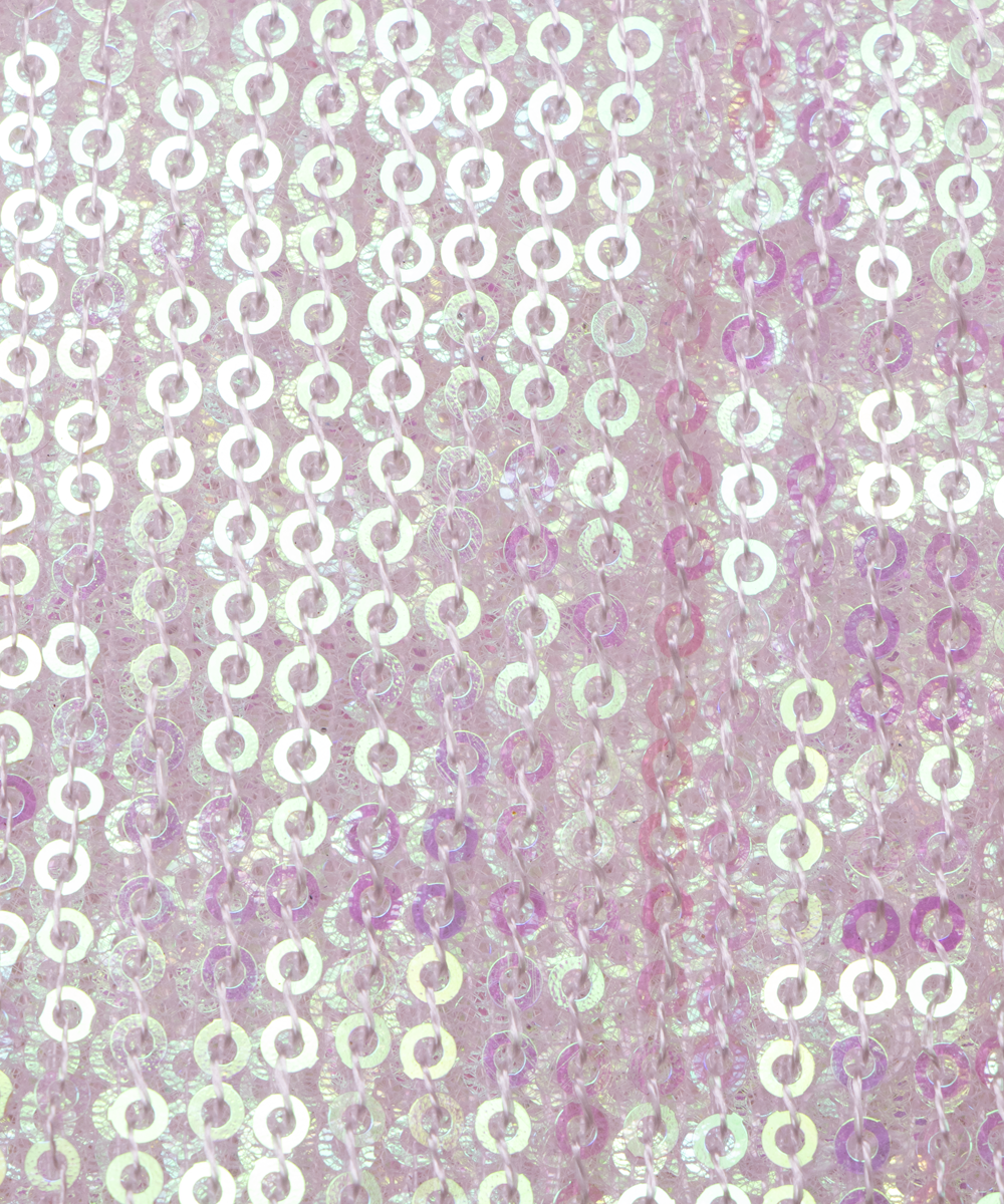White Rainbow Colour Small Heavy Sequin Net Fabric