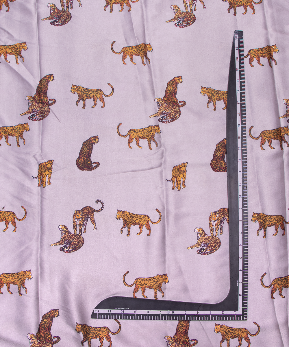 Light Grey Colour Animal Kids Print Satin Fabric