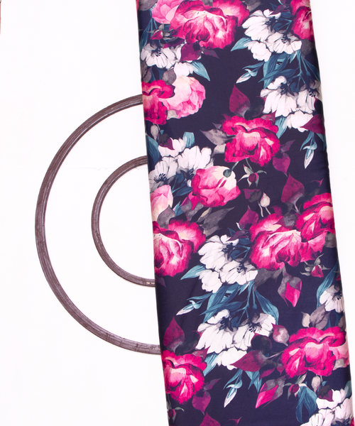 Multi Colour Floral Print Satin Fabric