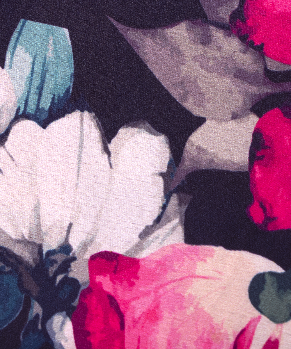 Multi Colour Floral Print Satin Fabric