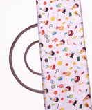 White Colour Kids Print Satin Fabric