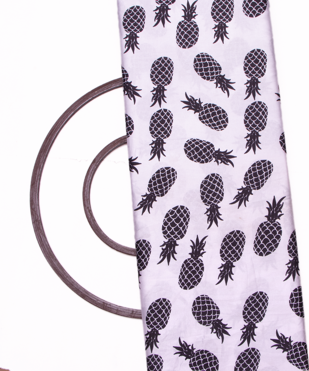 White Colour Kids Print Satin Fabric