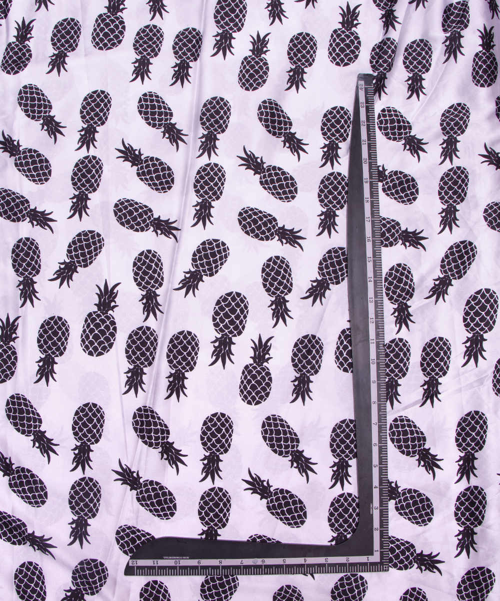 White Colour Kids Print Satin Fabric