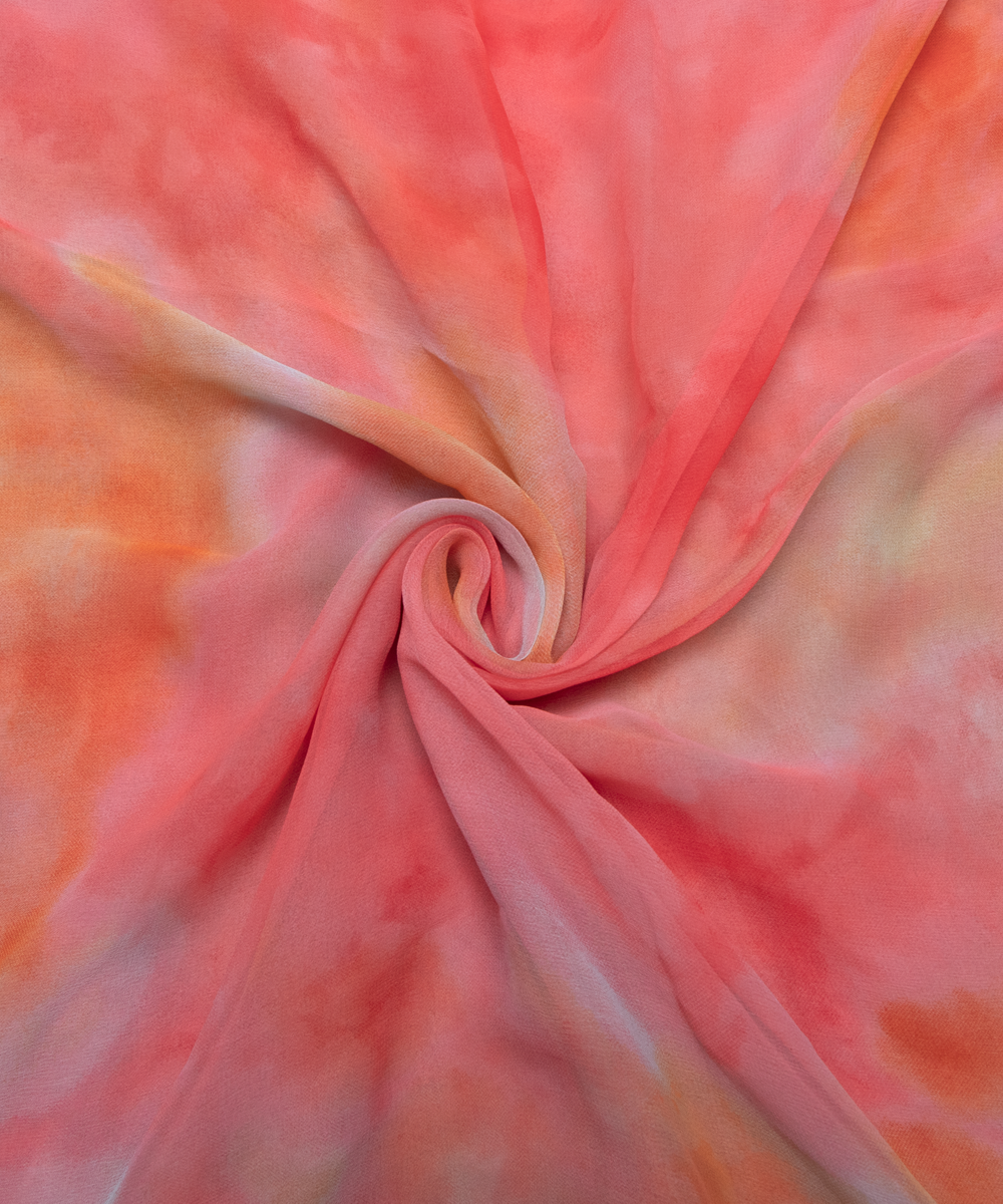Multi Colour Digital Tie Dye Print Georgette Fabric