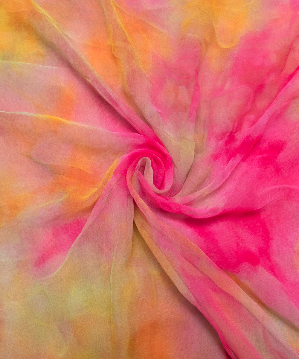 Multi Colour Digital Tie Dye Print Georgette Fabric