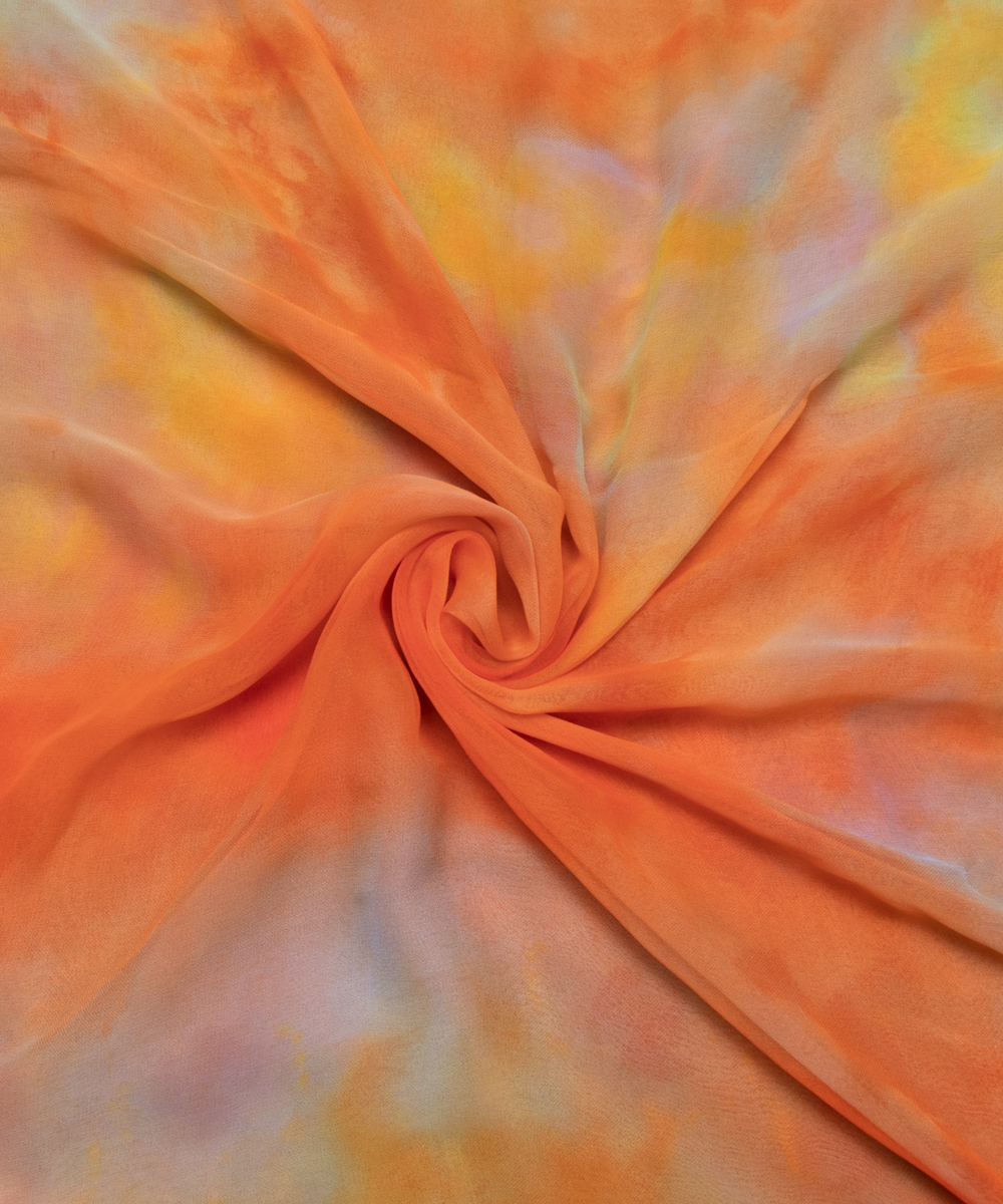 Multi Colour Digital Tie Dye Print Georgette Fabric