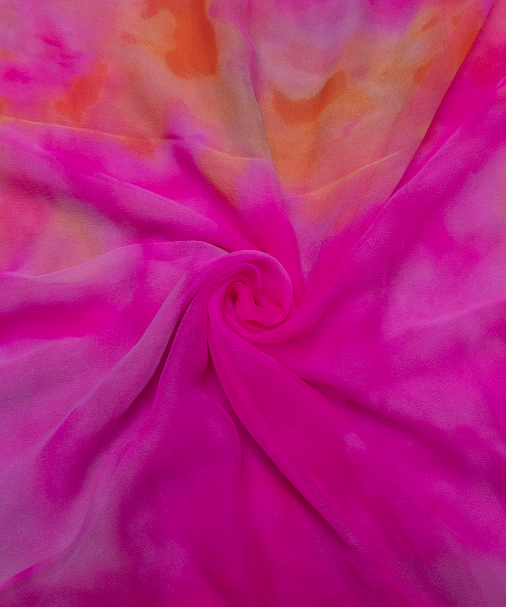 Multi Colour Digital Tie Dye Print Georgette Fabric