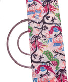 White Colour Bird Print Chanderi Silk Fabric