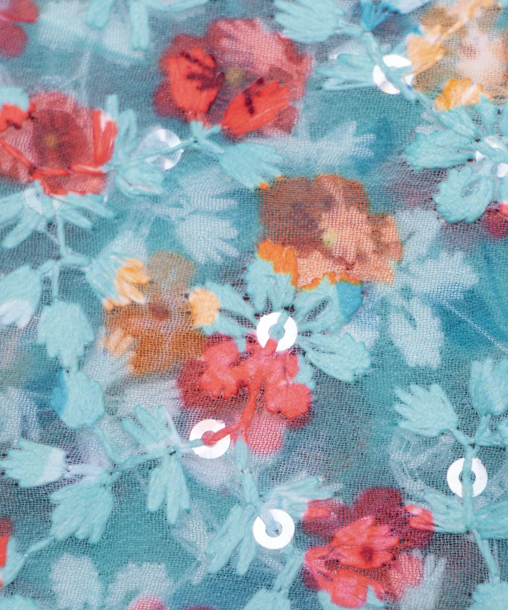 chikankari georgette embroidery fabric