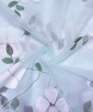 Light Blue Colour Floral Pattern Hand Paint Organza  Fabric