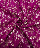 Wine Color Floral Embroidery Uppada Silk Fabric