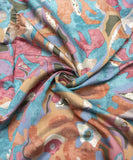 Light Blue Colour Abstract Print Viscose Modal Silk Fabric