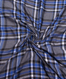 Blue Colour Checks Pattern Flannel Cotton Fabric