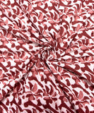 White Colour Abstract Block Printed Cotton Fabric