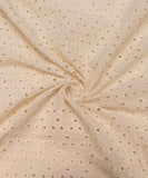 Off White Cutwork Schiffli Cotton Hakoba Fabric