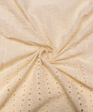 Off White Cutwork Schiffli Cotton Hakoba Fabric
