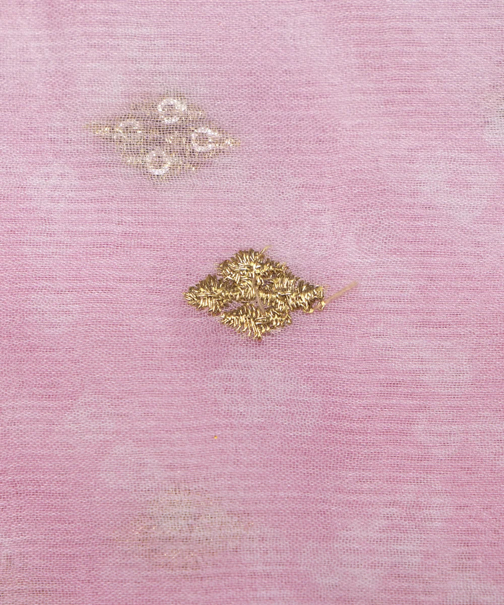 Pink Bandhani Embroidery Digital Print Chiffon Fabric