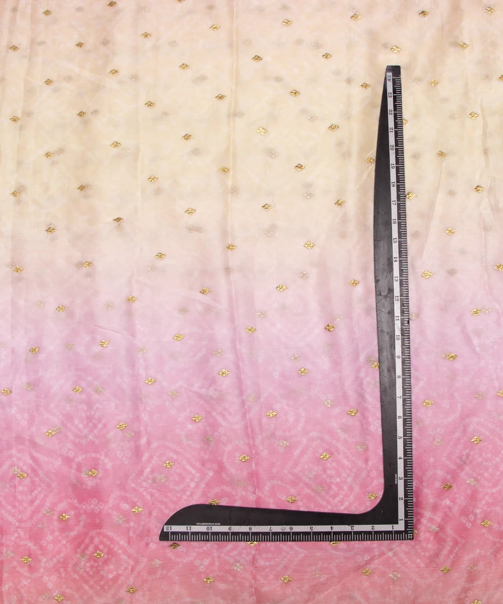 Pink Bandhani Embroidery Digital Print Chiffon Fabric