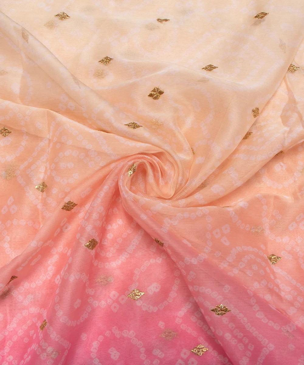 Lavender Bandhani Embroidery Digital Print Chiffon Fabric