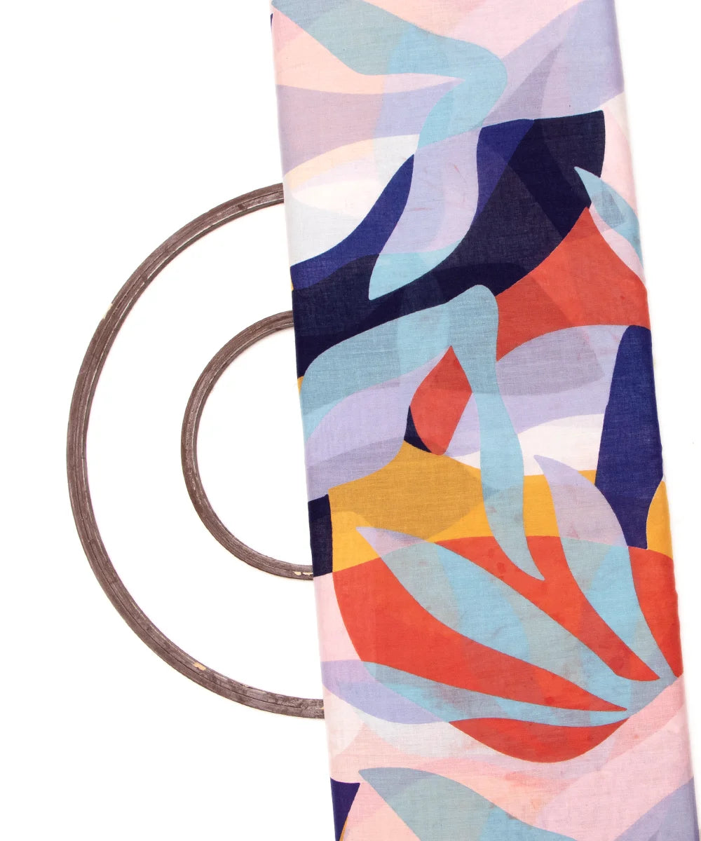 Multi Colour Abstract Pattern Screen Printed Cotton Fabric