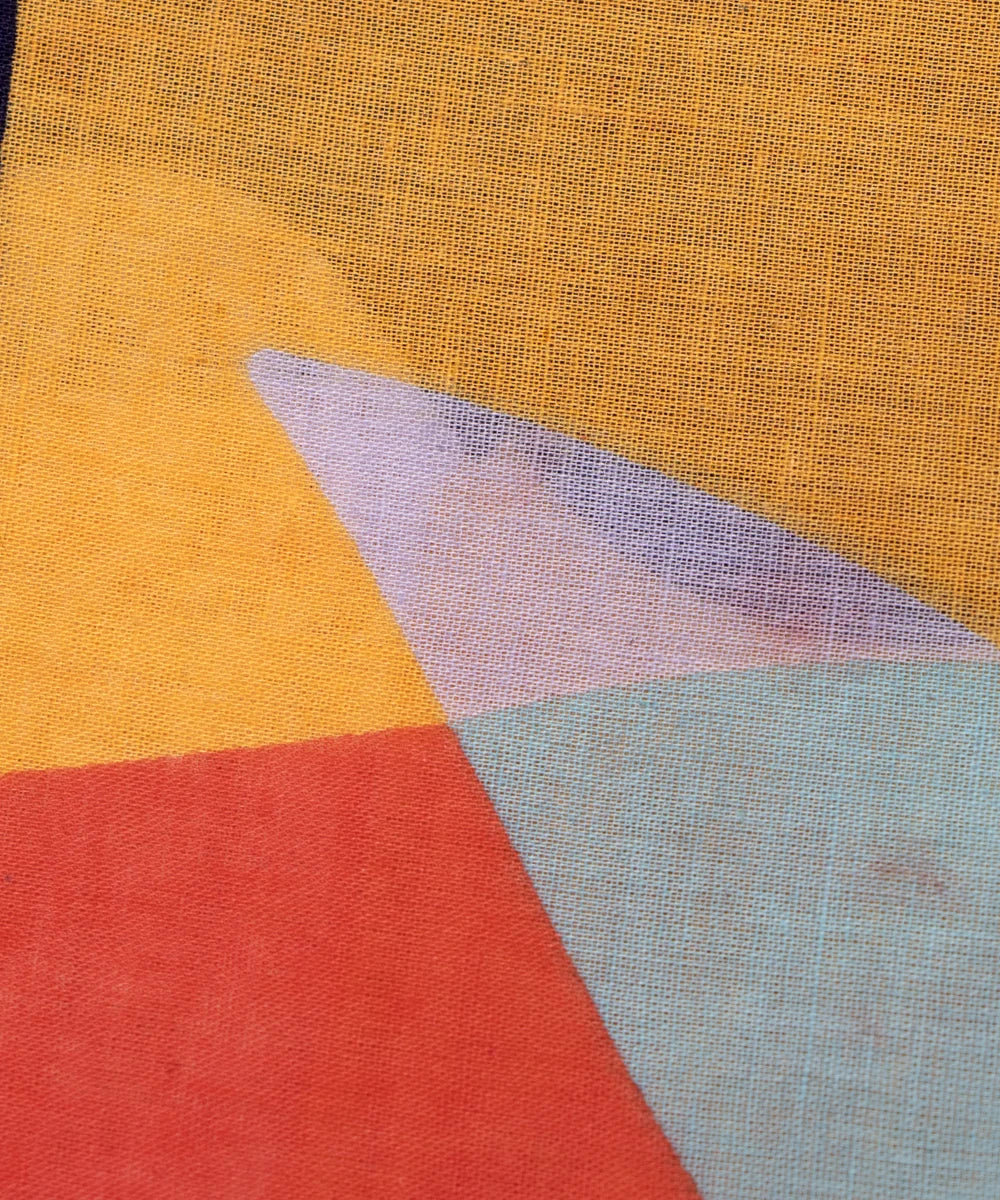Multi Colour Abstract Pattern Screen Printed Cotton Fabric