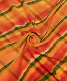 Yellow Color Lehariyal Screen Print Chiffon Fabric