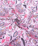 White Digital Floral Printed Chanderi Fabric