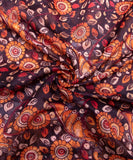 Black Digital Floral Printed Chanderi Fabric