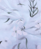 Light Blue Floral Hand Paint Georgette Fabric
