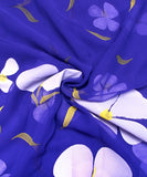 Royal Blue Floral Hand Paint Georgette Fabric