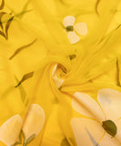 Yellow Floral Hand Paint Georgette Fabric