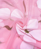 Pink Floral Hand Paint Georgette Fabric