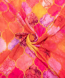 Coral Traditional Digital Print Chiffon Fabric