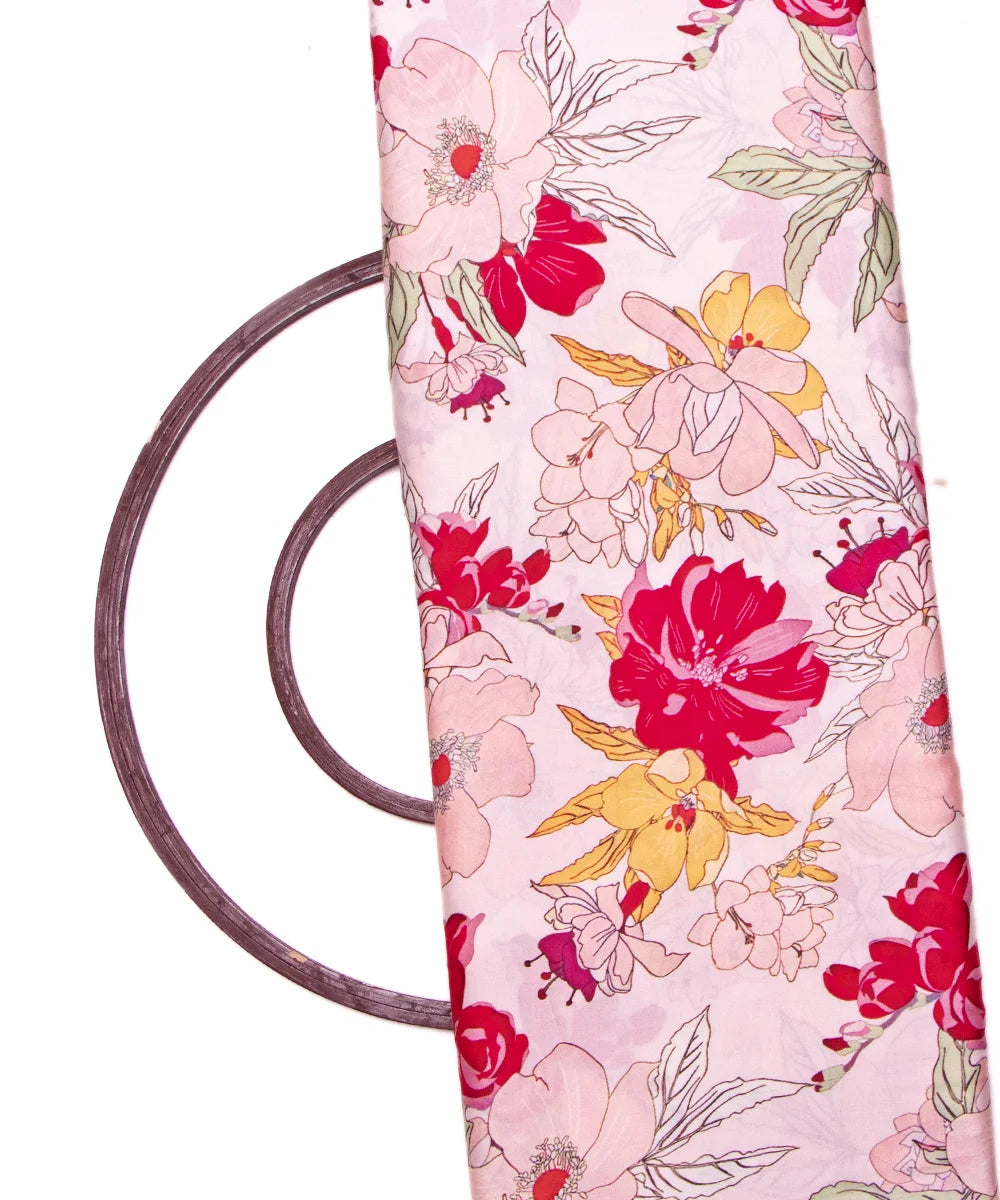 Off White Floral Print Viscose Modal Satin Fabric