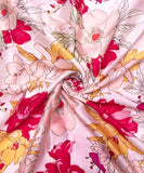 Off White Floral Print Viscose Modal Satin Fabric