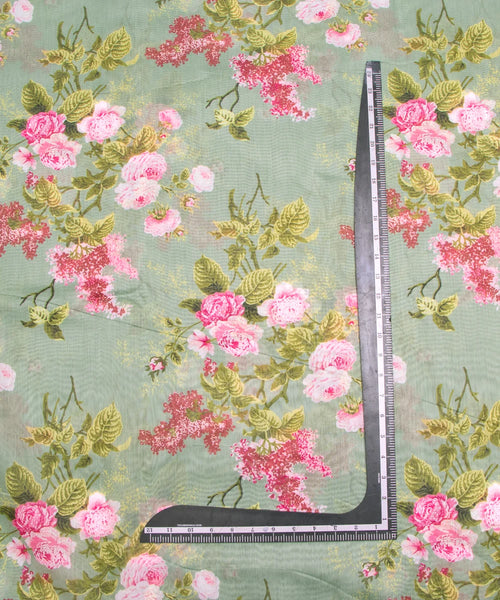 White Hand Block Printed Chanderi Fabric