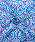 White Mugal Printed Cotton Linen Fabric