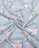 White Leaf Printed Cotton Linen Fabric