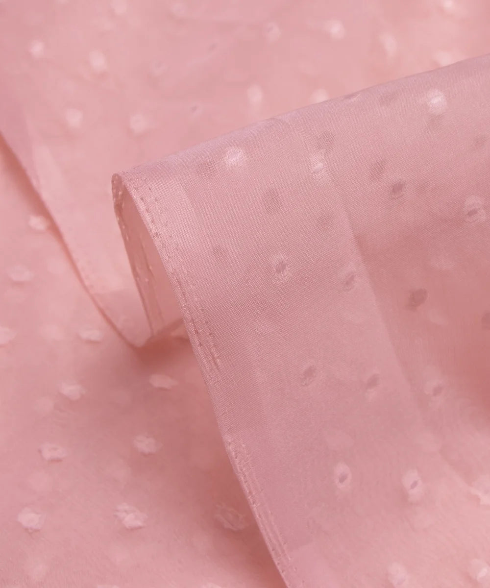 Pastel Pink Dobby Plain Organza Fabric
