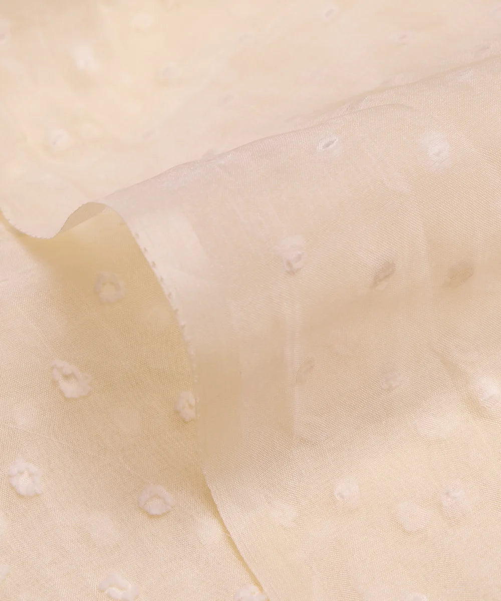 Cream Dobby Plain Organza Fabric