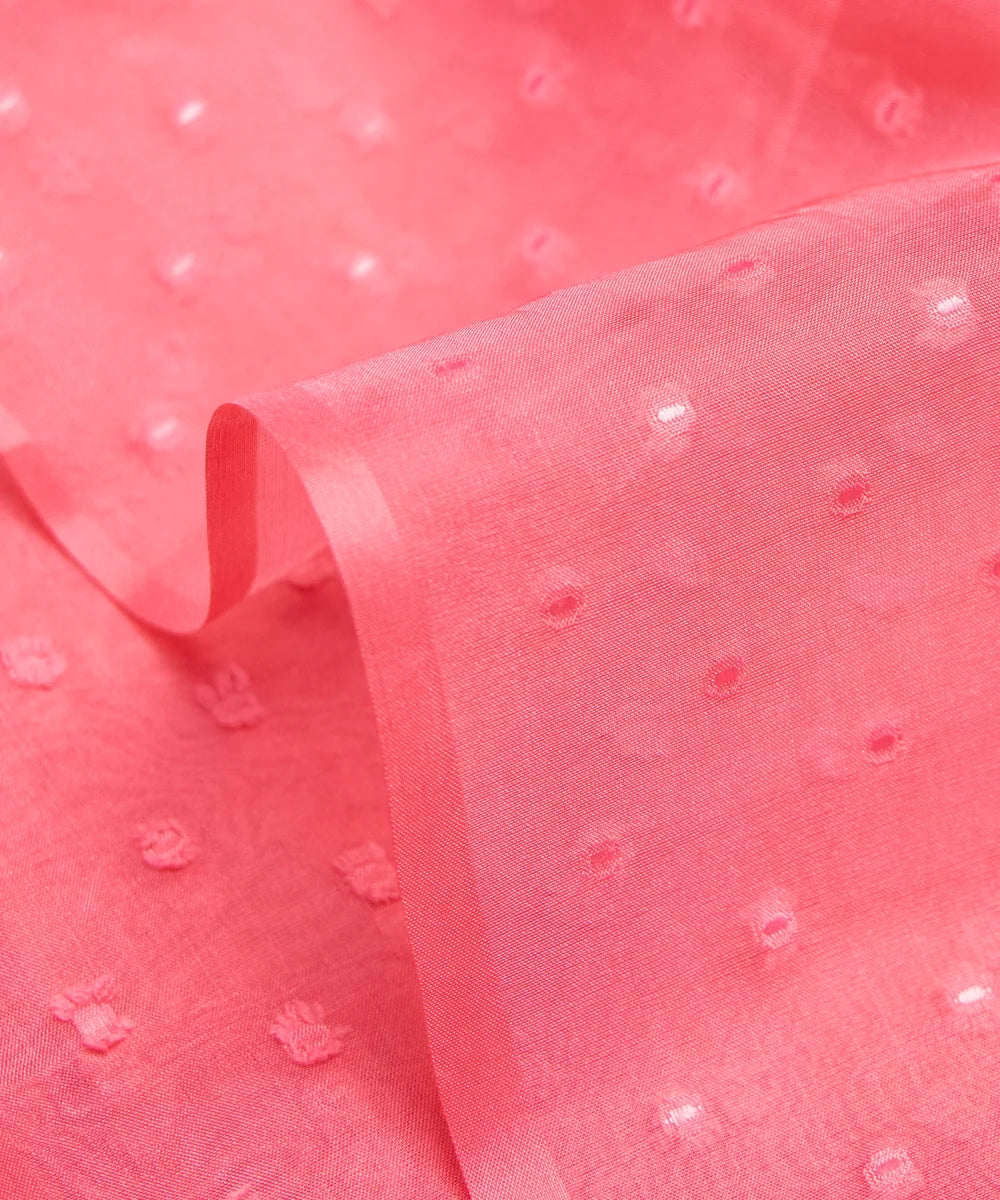 Peach Pink Dobby Plain Organza Fabric