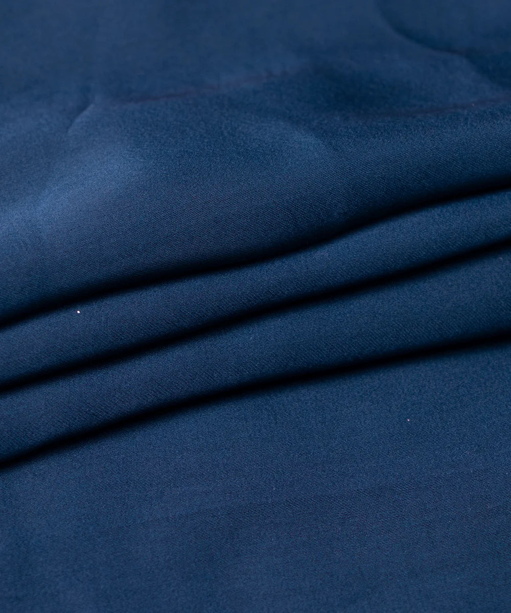 Teal Blue Plain Satin Georgette Fabric