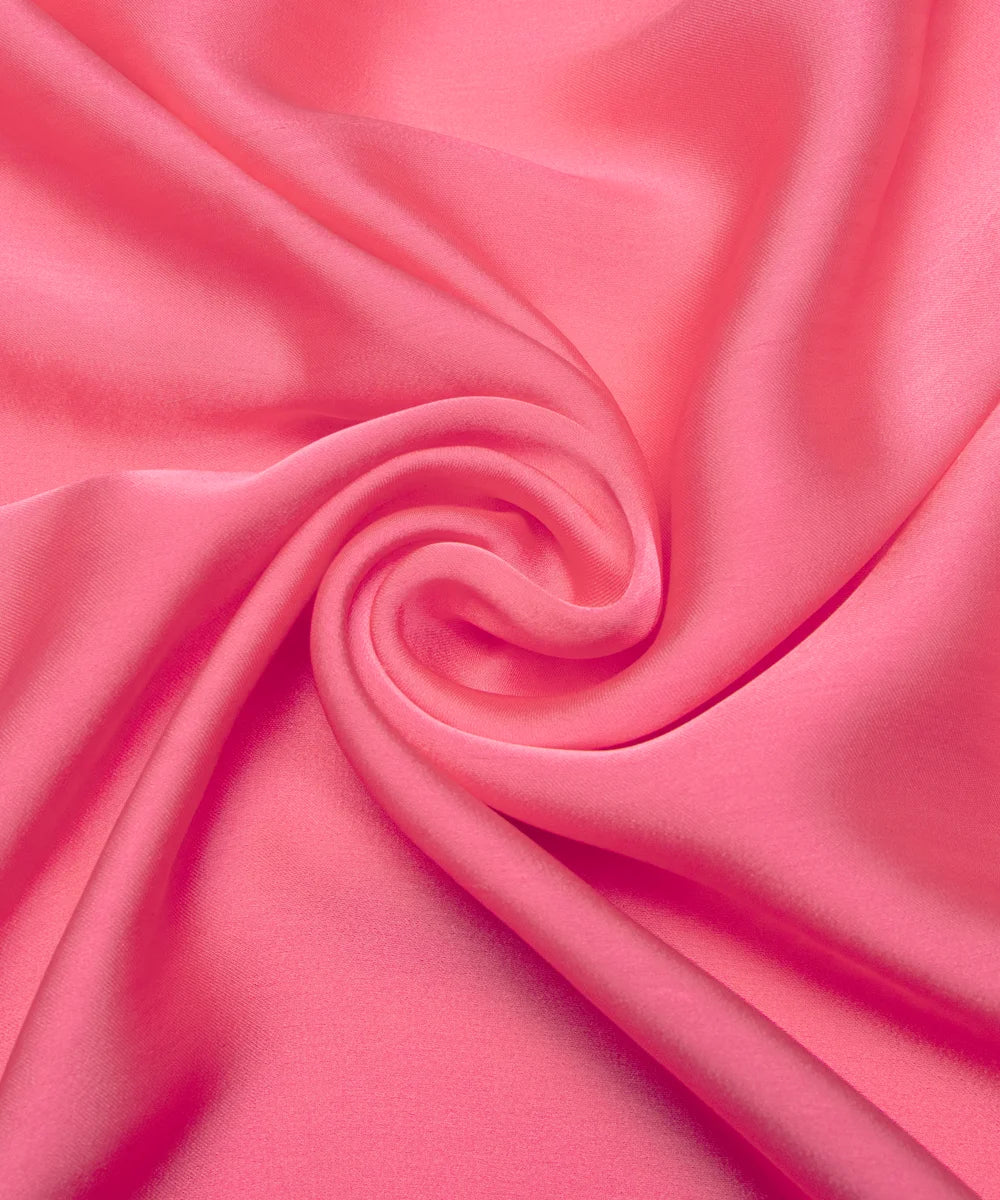 Peach Pink Plain Satin Georgette Fabric