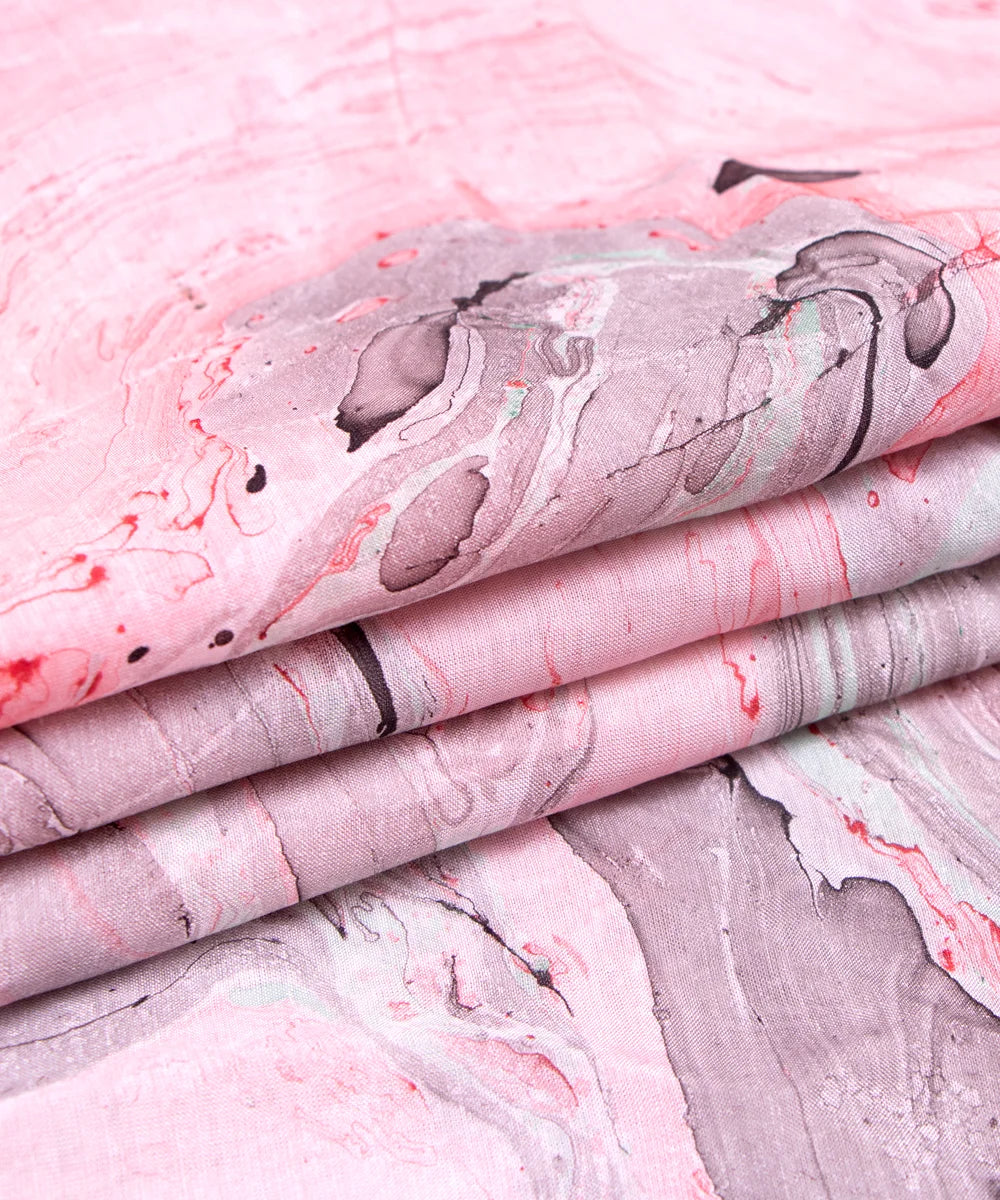 Pink Marble Printed Muslin Fabric